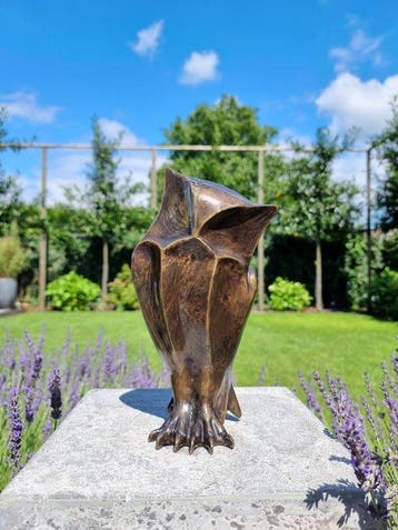 Beeldje, gestilleerde uil - 26 cm - Brons