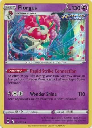 florges 073/203 holo rare evolving skies, Ophalen of Verzenden, Nieuw, Losse kaart, Foil