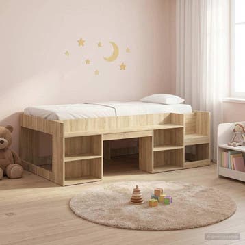 vidaXL Jeugd bedframe met opbergruimte Sonoma Eiken 90 x 190, Verzenden, Nieuw, Bruin, Hout