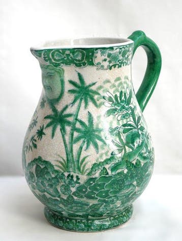 Kruik - Porselein - 22 cm, handgeschilderd