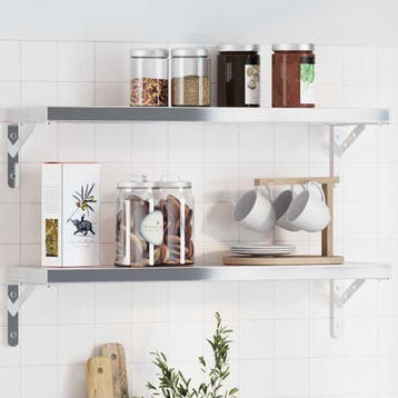 vidaXL Plankdragers 4 st 20x2,5x14 cm roestvrijstaal, Huis en Inrichting, Woonaccessoires | Wandplanken en Boekenplanken, Verzenden