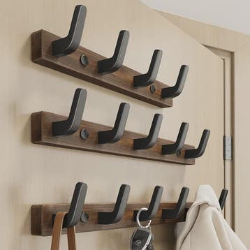 Houten Kapstok met Haken - Massief Walnoothout - Wandkapstok, Verzenden, Nieuw