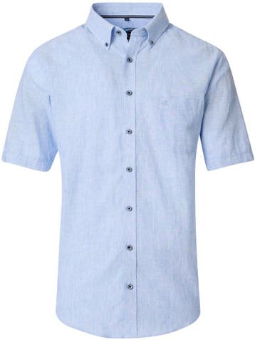 Casa Moda Casual Overhemd Korte Mouw Linnenmix 954457100-100, Verzenden, Nieuw, Blauw