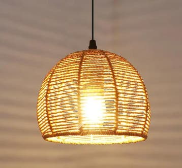 Vintage Rotan Hanglamp – Retro Kroonluchter met E27 Fitting, Verzenden, Nieuw