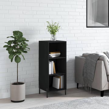 vidaXL Dressoir 34,5x32,5x90 cm bewerkt hout zwart, Huis en Inrichting, Verzenden, Nieuw, Overige houtsoorten, Minder dan 50 cm