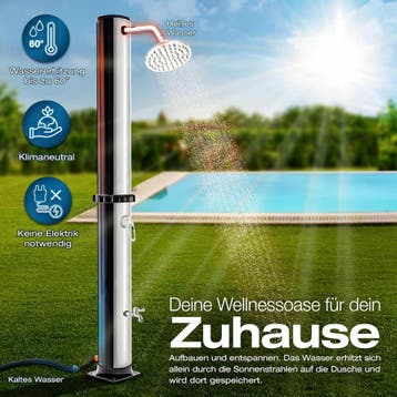 Buitendouche - Tuindouche - Zonneenergie - 20L - Zilver - Ti, Verzenden, Zo goed als nieuw