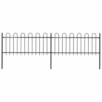 vidaXL Tuinhek met ringtop staal 337x80 cm zwart, Verzenden, Nieuw, IJzer