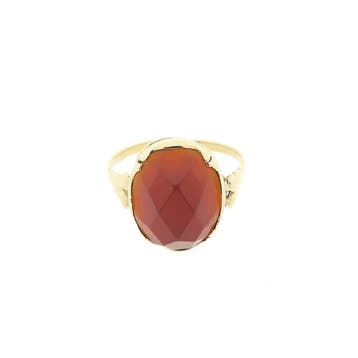 Gouden ring met carneool, Sieraden, Tassen en Uiterlijk, Ringen, 18 tot 19, Gebruikt, Ophalen of Verzenden, Met edelsteen
