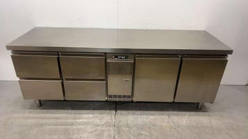 RVS Zanussi TRN224B Koelwerkbank 4 laden en 2 deuren 230V, Ophalen of Verzenden, Gebruikt