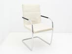 Vergaderstoel Thonet - bekleding leder crème - slede chroom, Werkplek, Ophalen of Verzenden, Gebruikt, Overige typen