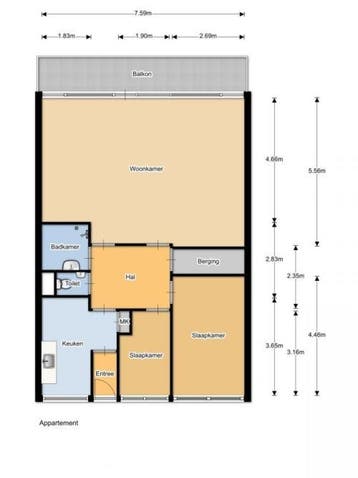 Te Huur 2 Kamer Appartement Oost-Dorsch In Zaandam, Direct bij eigenaar, Noord-Holland, Zaandam, Appartement