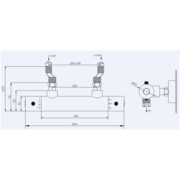 Douche Thermostaatkraan Rimini Chroom 12Cm, Ophalen of Verzenden, Nieuw