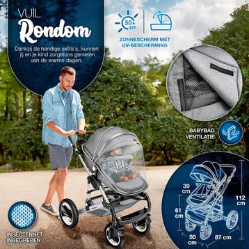 Kinderwagen 3 in 1 - Buggy - Wandelwagen - Kinderbuggy - Lic, Kinderen en Baby's, Kinderwagens en Combinaties, Verzenden, Zo goed als nieuw