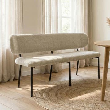*WOONWINKEL* Eetkamerbank Beige Stof Met Rugleuning 155 Cm, Verzenden, Nieuw, Stof