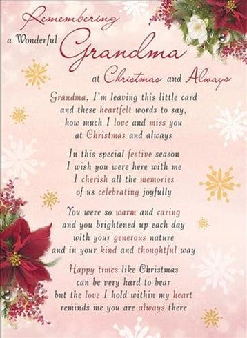 Rouwkaart herdenkingskaart a wonderful grandma christmas &, Ophalen of Verzenden, Nieuw