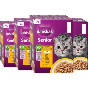 4x Whiskas Kattenvoer Nat Senior 7+ Gevogelte in Gelei Mu..., Dieren en Toebehoren, Verzenden, Kat