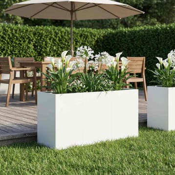 vidaXL Plantenbak Wit 120 x 40 x 60 cm Koudgewalst staal, Tuin en Terras, Verzenden, Minder dan 60 cm, Nieuw, Metaal