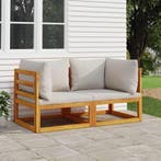 vidaXL Hoekbanken 2 st sectioneel met kussens acaciahout, Tuin en Terras, Verzenden, Nieuw, Hardhout