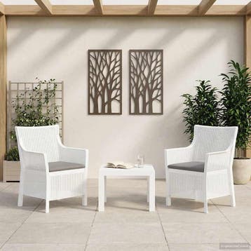 vidaXL Loungeset 3 st Wit PP, Verzenden, Textileen, 3 zitplaatsen, Nieuw