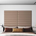vidaXL Wandhoofdbord 12 pcs Cappuccino 90 x 15 cm Stof, Huis en Inrichting, Slaapkamer | Bedden, Verzenden, Nieuw, Bruin, Stof