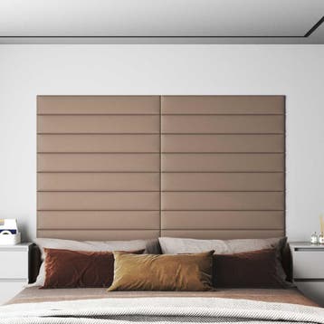 vidaXL Wandhoofdbord 12 pcs Cappuccino 90 x 15 cm Stof, Verzenden, Nieuw, Bruin, Stof