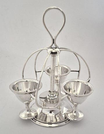 Eierhouder set - eierstel voor 3 personen, ca. 1915 -, Antiek en Kunst
