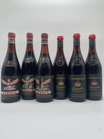 1966 , 1968, 1971 & 1984 x3 Giordano - Barolo - 6 Flessen, Nieuw