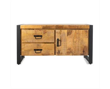 TV-Meubel Britt new mangohout metaal 106 cm - naturel |, Huis en Inrichting, Kasten | Televisiemeubels, Ophalen of Verzenden, Nieuw