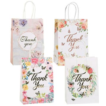 Fako Bijoux - 24 Papieren Uitdeeltasjes Thank You Bloemen -, Verzenden, Nieuw