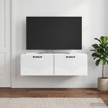 vidaXL Wandbeugel TV-kast Hoogglans Wit 98 x 41 x 30 cm, Minder dan 50 cm, Verzenden, Nieuw, Minder dan 100 cm