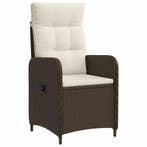 vidaXL Verstelbare tuinstoel Bruin en Crème Wit 57 x 63 x 94, Verzenden, Nieuw, Rotan