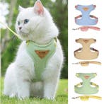 Ademend Honden Katten Harnas met Riem – Nylon Mesh Suède, Verzenden, Nieuw