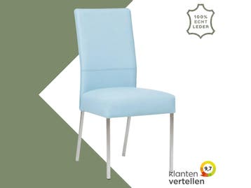 Leren eetkamerstoel Real - Toledo Sky Blue (lichtblauw) -, Blauw, Nieuw, Ophalen of Verzenden, Eén