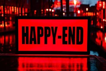 Lichtbord - Amsterdamse Rosse Buurt Happy-End verlicht bord