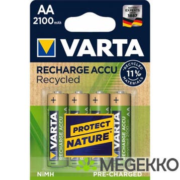 1x4 Varta RECHARGE ACCU Recycled 2100 mAH AA Mignon NiMH, Verzenden, Nieuw, Varta