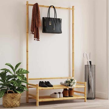 vidaXL Kledingrek met schappen 103x40x183 cm bamboe, Verzenden, Nieuw
