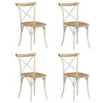 vidaXL Kruisstoelen 4 st massief mangohout wit, Huis en Inrichting, Stoelen, Verzenden, Nieuw, Wit