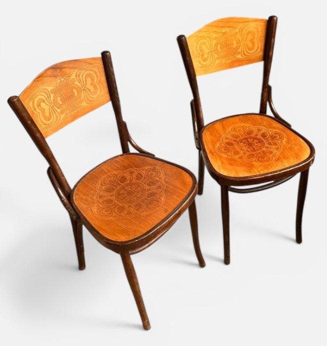 Stoel - Bentwood - Een paar vintage bentwood caféstoelen –, Antiek en Kunst, Kunst | Designobjecten