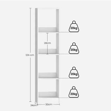 Witte Boekenkast –Kubus Plank met 4 Niveaus en Verstelbare L, Verzenden, Nieuw