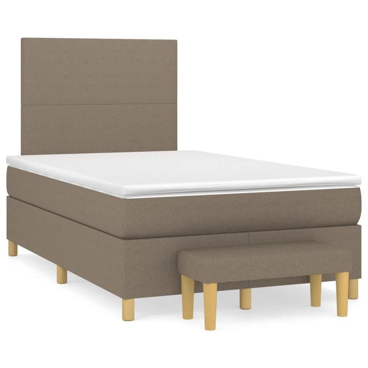 vidaXL Boxspring met matras stof taupe 120x190 cm, Huis en Inrichting, Slaapkamer | Bedden, 120 cm, 190 cm of minder, Twijfelaar