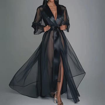 Lange Organza Kimono Jurk met Split - Bruids & Feest, Verzenden, Nieuw