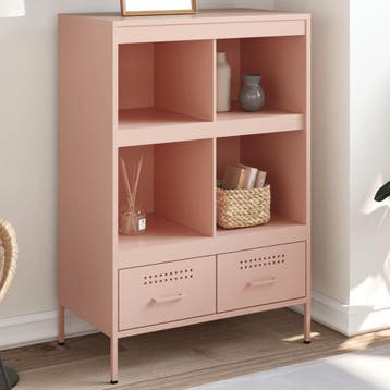 vidaXL buffetkast 68x39x101,5 cm staal roze, Verzenden, 100 tot 150 cm, Nieuw, 50 tot 100 cm