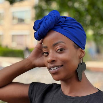 Blauwe hoofddoek / Blauwe headwrap, Kleding | Dames, Ophalen of Verzenden, Nieuw