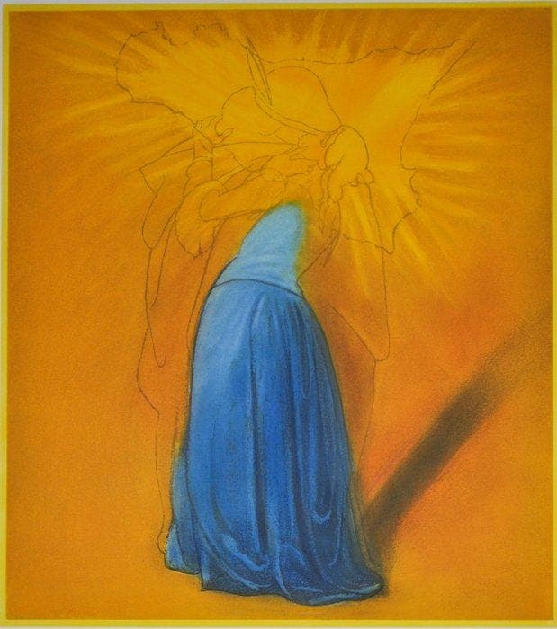 Piero Guccione (1935-2018) - Il bacio e la Sicilia ( grande, Antiek en Kunst, Antiek | Overige Antiek