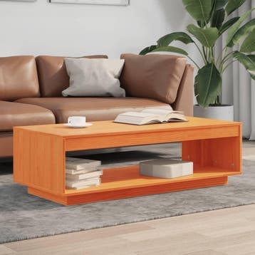 vidaXL Salontafel 110x50x33,5 cm massief grenenhout wasbruin, 100 tot 150 cm, Verzenden, Nieuw, 50 tot 100 cm