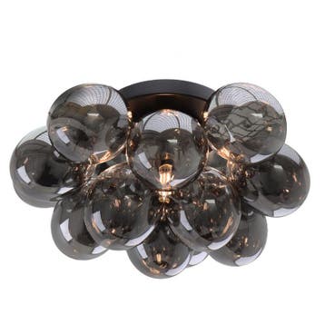 Metalen plafondlamp zwart, Cyril, met 15 glazen bollen, Ophalen of Verzenden, Nieuw, Metaal
