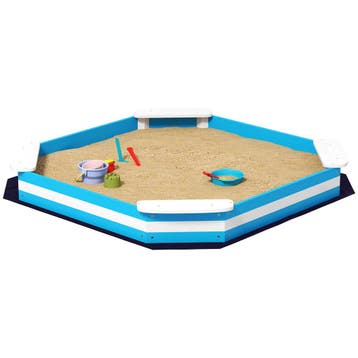 TRUUSK Houten Zandbak 133 x 108 cm - Met Zitbank - Bodembesc, Verzenden, Nieuw