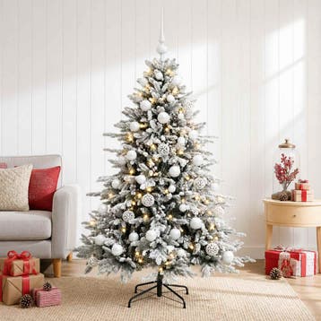 vidaXL Kunstkerstboom met kerstbal 150 cm 150 LEDs Warmwit, Verzenden, Nieuw