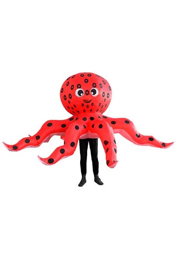 KIMU® Opblaas Kostuum Octopus Rood Opblaasbaar Pak Octopuspa, Ophalen of Verzenden, Nieuw, Carnaval, Kleding