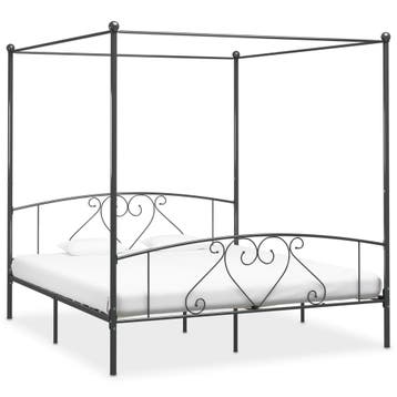 vidaXL Hemelbedframe metaal grijs 180x200 cm, Eenpersoons, Verzenden, Nieuw, 80 cm